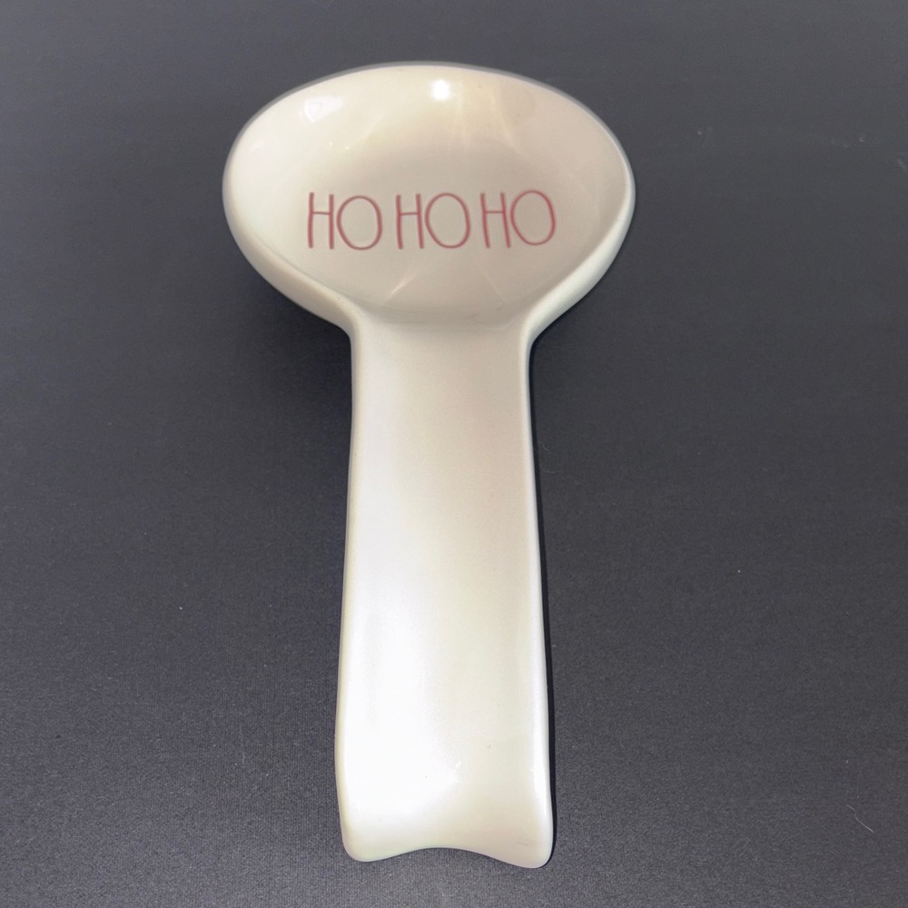 Rae Dunn Large White Spoon Rest with Red 'Ho Ho Ho'